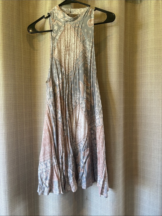 Free People Dresses & Skirts - Free People Paisley Halter Mini Dress in sage and Blush